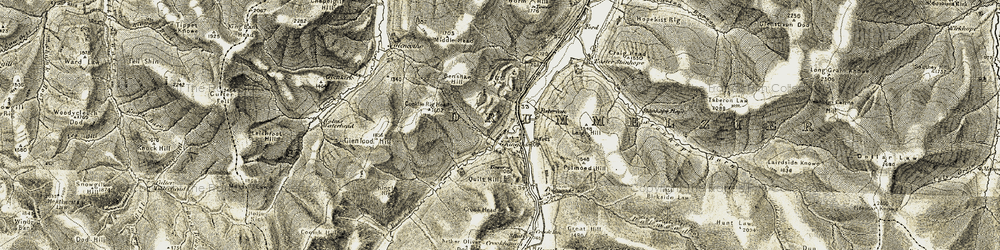 Old map of Broomy Law in 1904