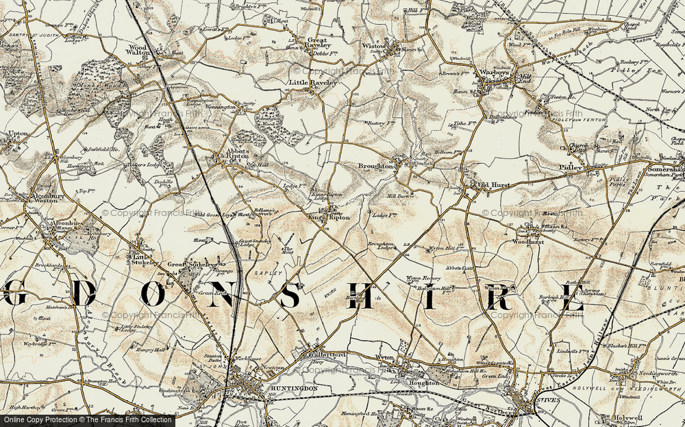 Old Map of Kings Ripton, 1901 in 1901