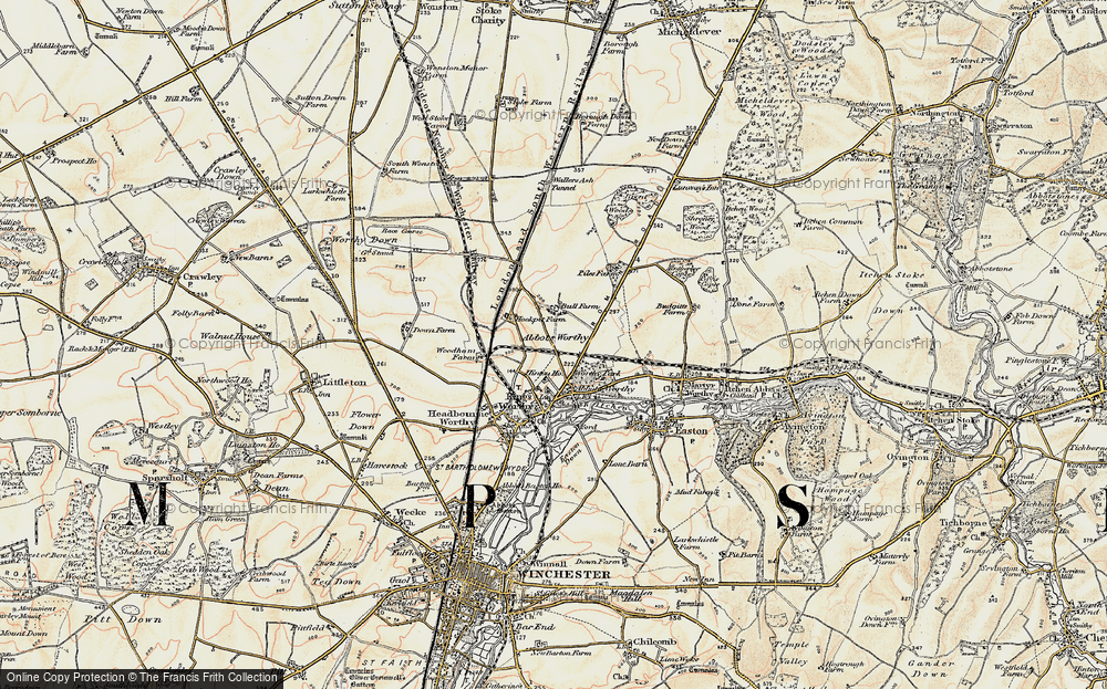 Old Map of Kings Worthy, 1897-1900 in 1897-1900