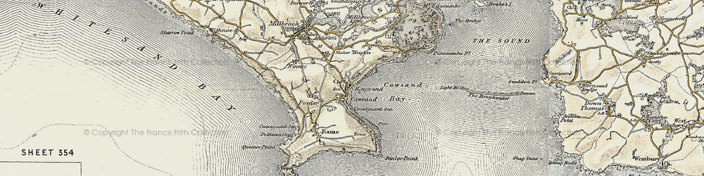 Old map of Kingsand in 1899-1900
