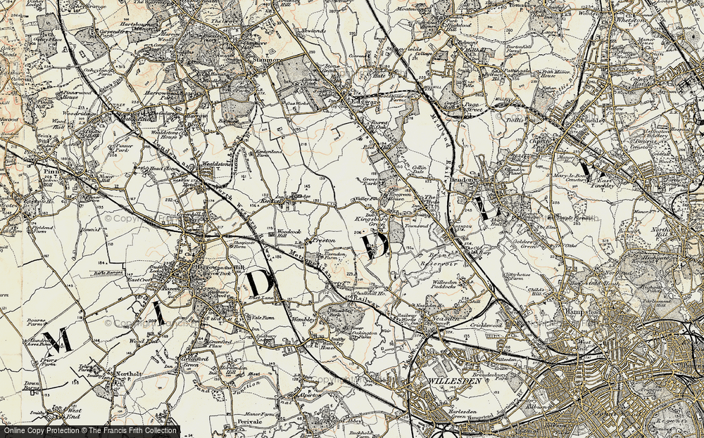 Old Map of Kingsbury, 1897-1898 in 1897-1898