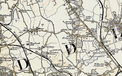 Old map of Kingsbury in 1897-1898