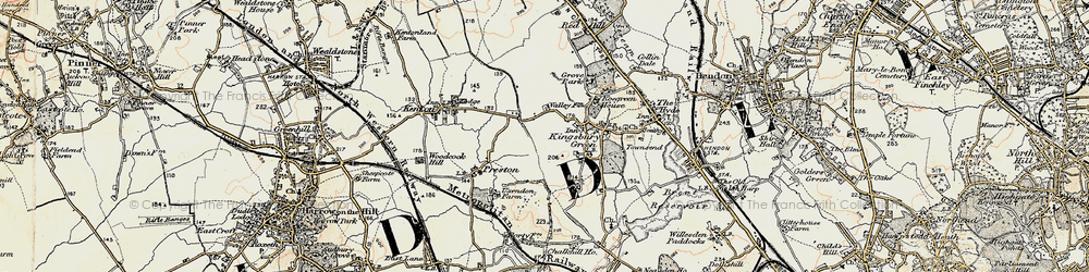 Old map of Kingsbury in 1897-1898