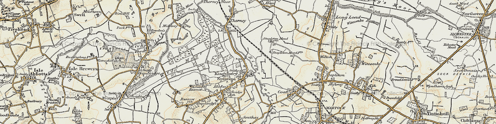 Old map of Kingsbury Episcopi in 1898-1900