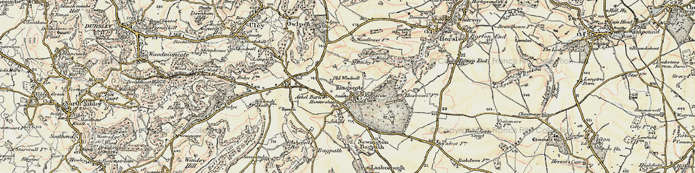 Old map of Kingscote in 1898-1900