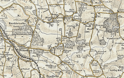 Old map of Kingshall Green in 1899-1901