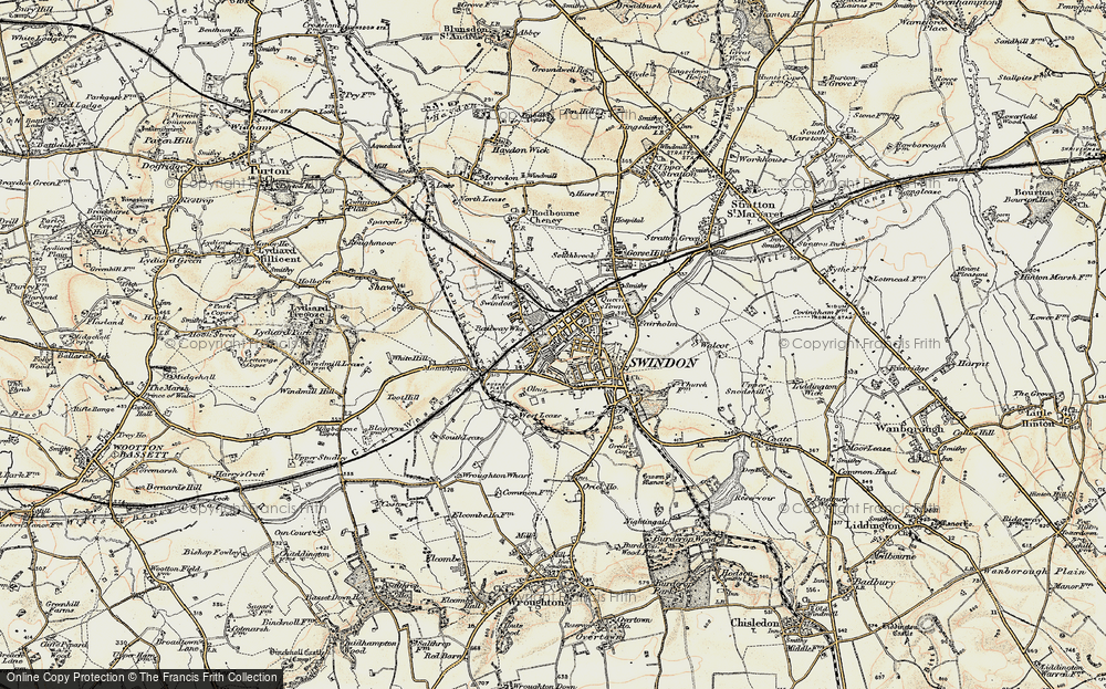 Old Map of Historic Map covering Swindon in 1897-1899