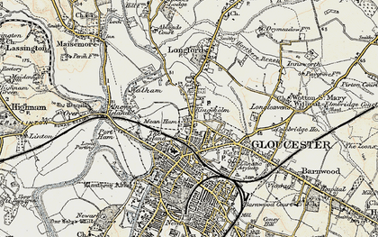 Old map of Kingsholm in 1898-1900