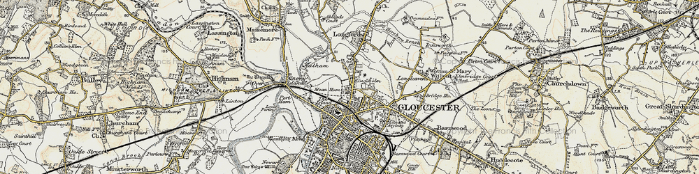 Old map of Kingsholm in 1898-1900