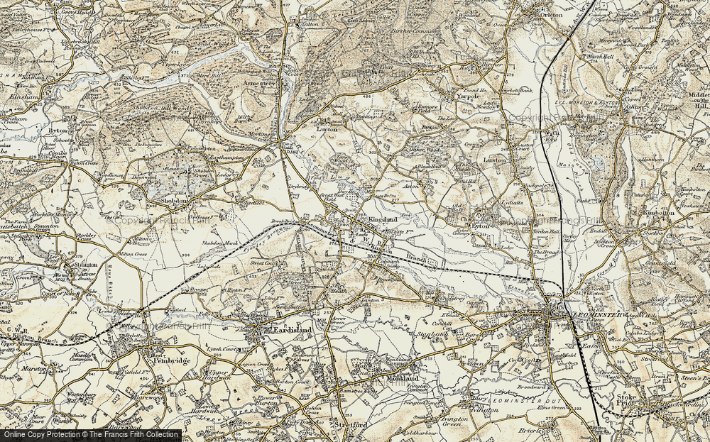 Old Map of Historic Map covering Brook Bridge in 1900-1903