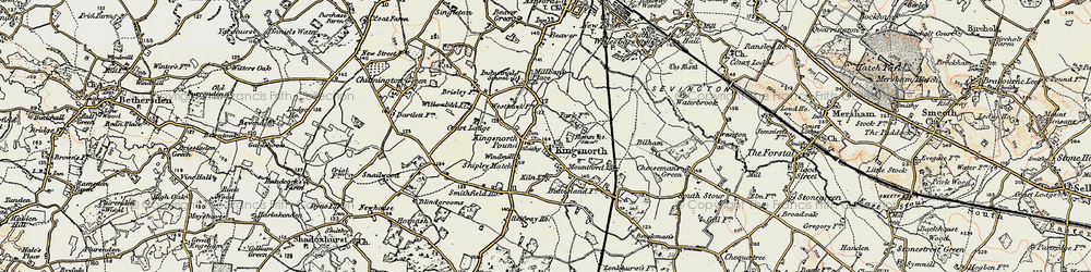 Old map of Kingsnorth in 1897-1898