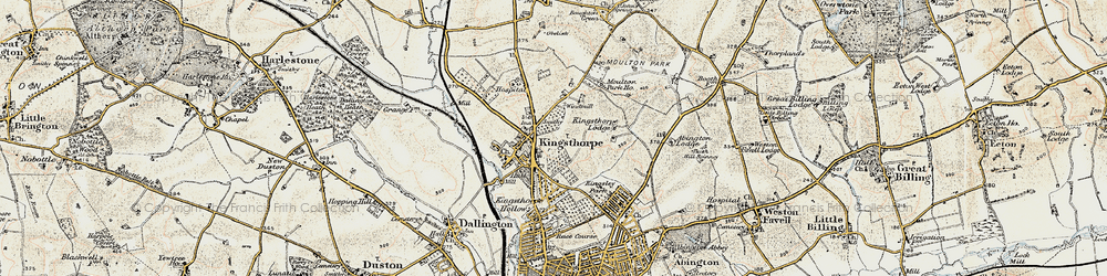 Old map of Kingsthorpe in 1898-1901