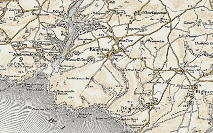 Old map of Westcombe Beach in 1899-1900