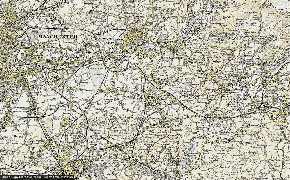 Old Map of Historic Map covering Hyde in 1903