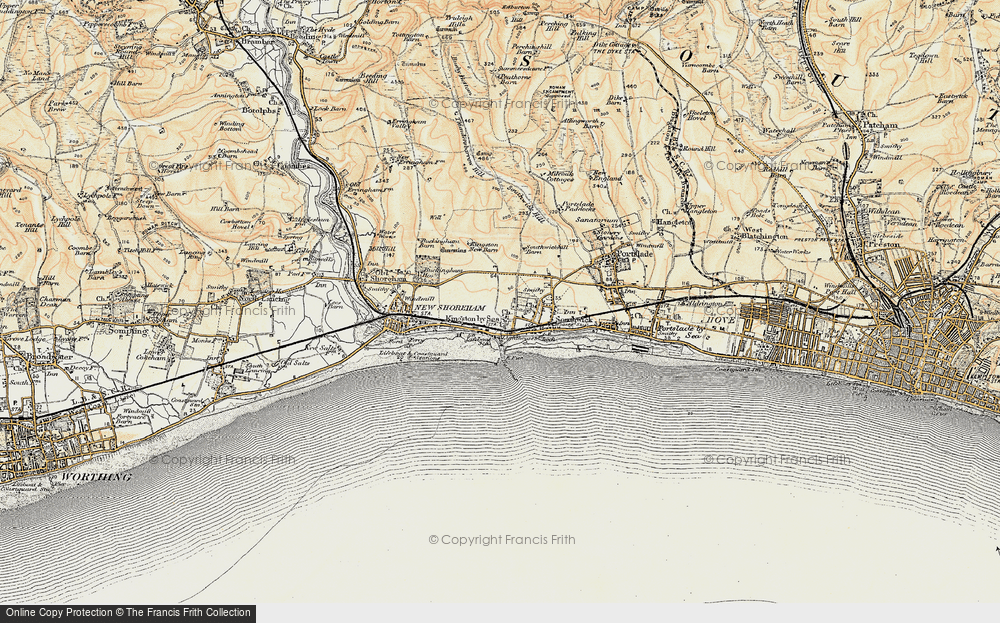 Old Map of Kingston by Sea, 1898 in 1898