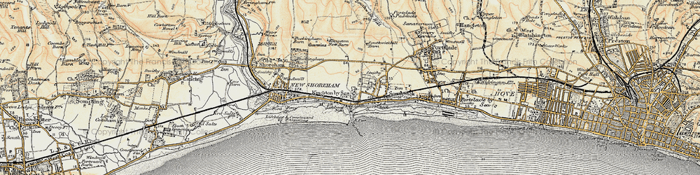 Old map of Kingston by Sea in 1898