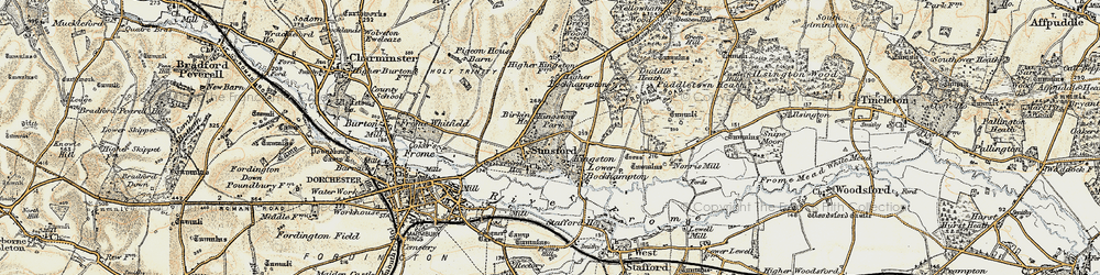 Old map of Kingston Maurward in 1899-1909