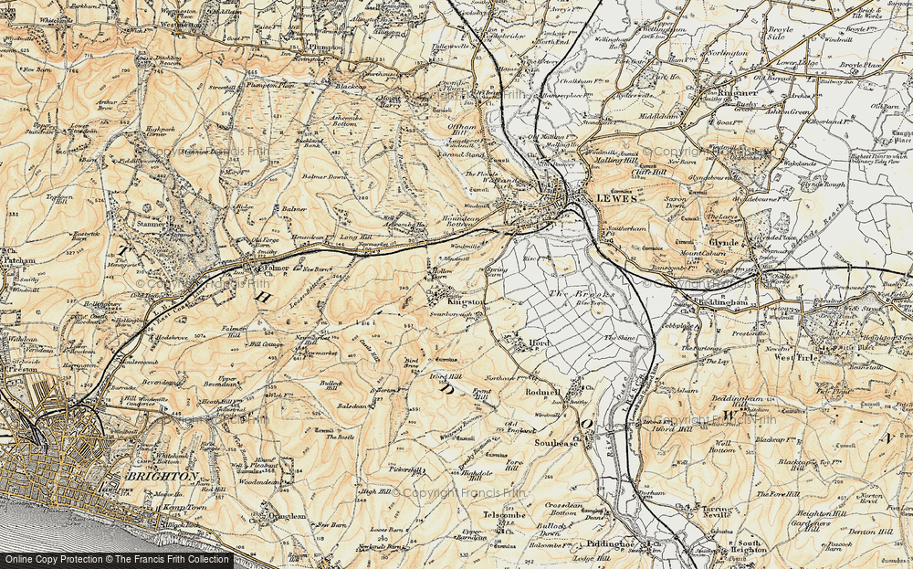 Old Map of Kingston near Lewes, 1898 in 1898