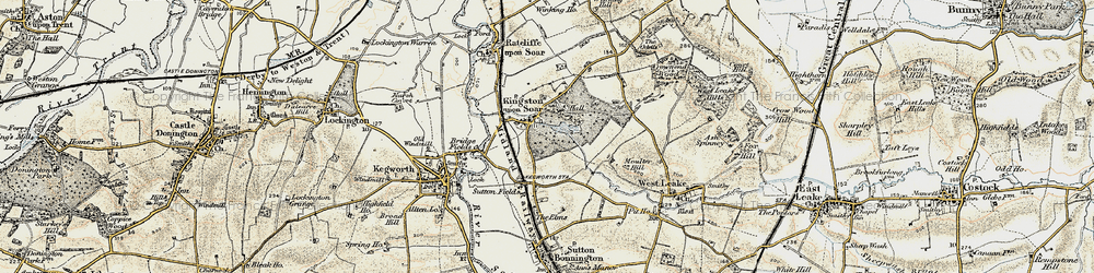 Old map of Kingston on Soar in 1902-1903