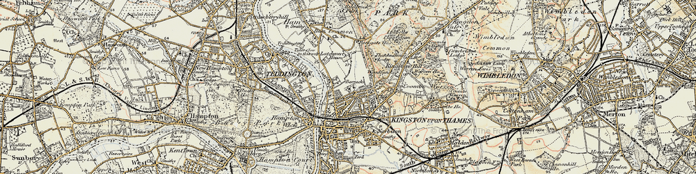 Old map of Kingston Upon Thames in 1897-1909