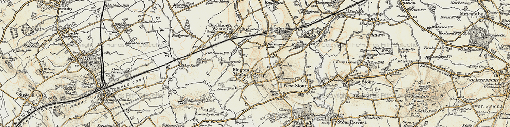 Old map of Kington Magna in 1897-1909