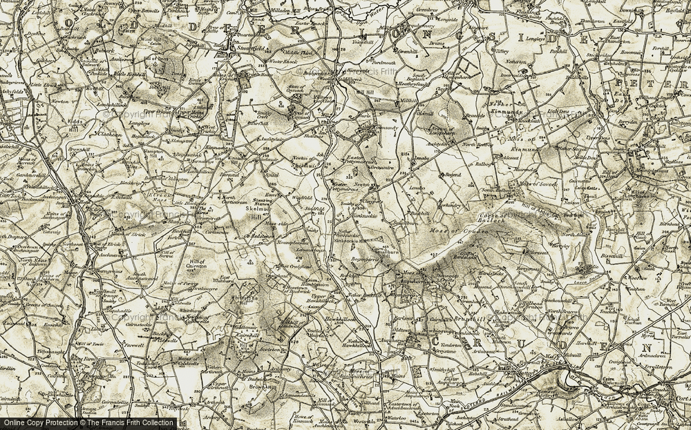 Old Map of Historic Map covering Backhill Lenabo in 1909-1910