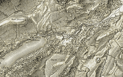 Old map of Linn of Pattack in 1908