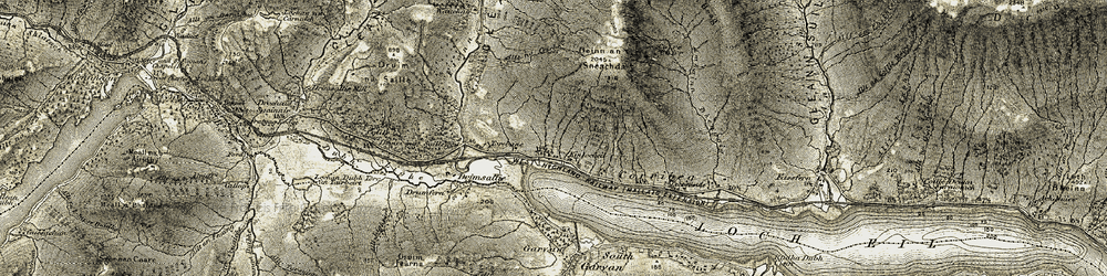 Old map of Abhainn Bheagaig in 1906-1908
