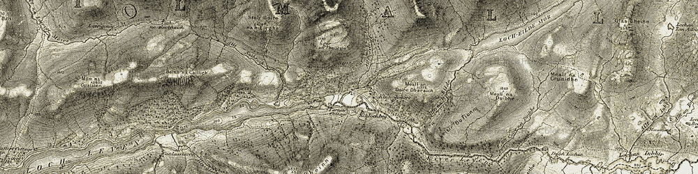 Old map of Allt na h-Eilde in 1906-1908