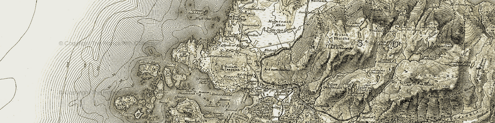 Old map of Àird nam Fuaran in 1906-1908
