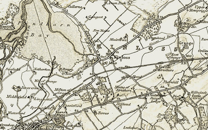 Old map of Kinloss in 1910-1911