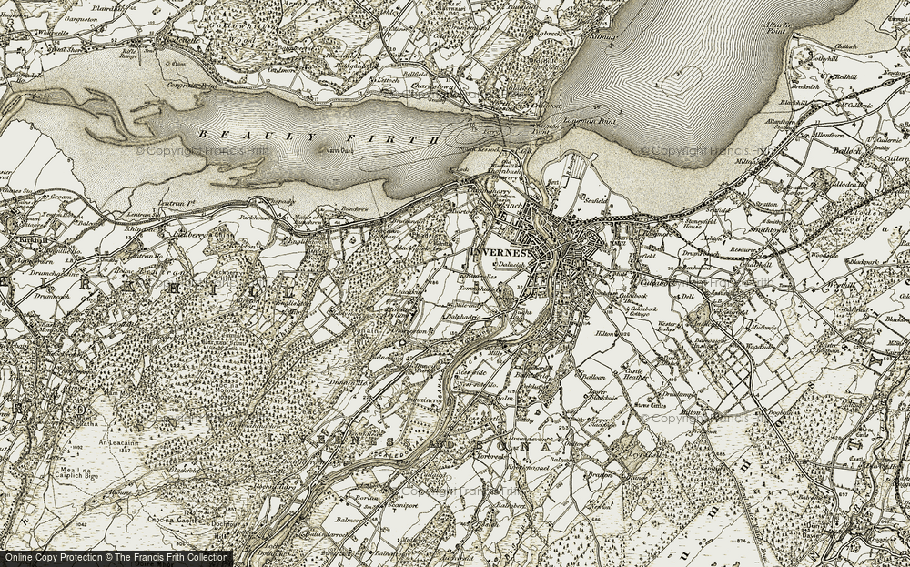 Old Map of Kinmylies, 1908-1912 in 1908-1912