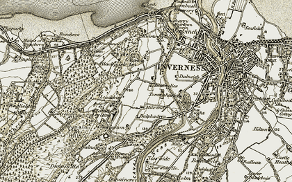 Old map of Kinmylies in 1908-1912