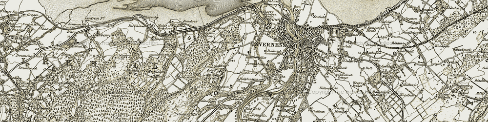 Old map of Kinmylies in 1908-1912