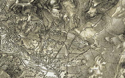 Old map of Kinnaird in 1907-1908
