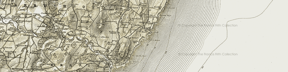 Old map of Grange in 1908-1909