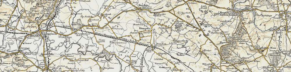 Old map of Kinnerley in 1902