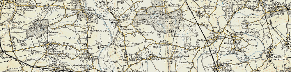Old map of Kinnersley in 1899-1901