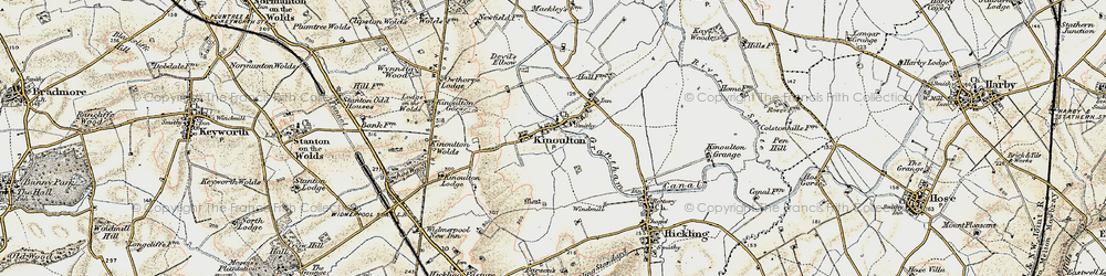 Old map of Kinoulton in 1902-1903
