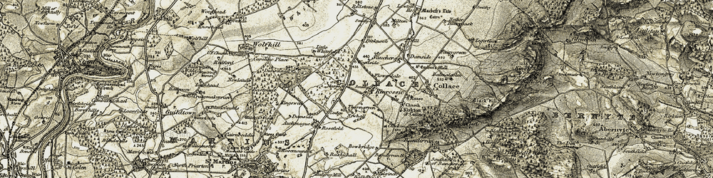 Old map of Bandirran in 1907-1908