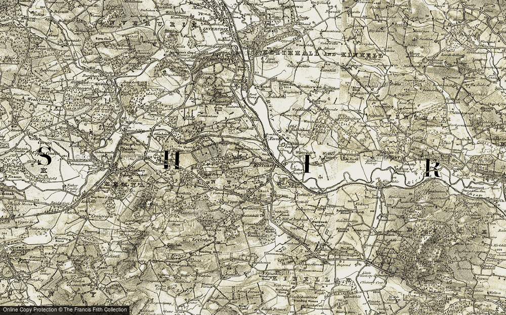 Old Map of Historic Map covering Balbithan in 1909-1910