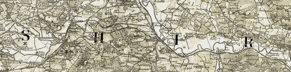 Old map of Kintore in 1909-1910