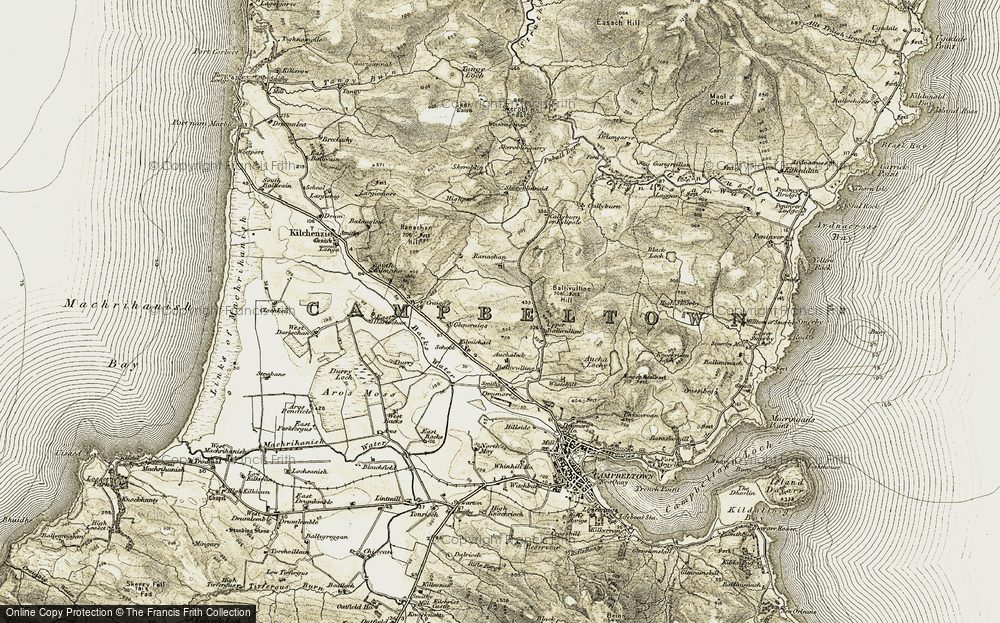 Old Map of Historic Map covering Achadh Beithe in 1905