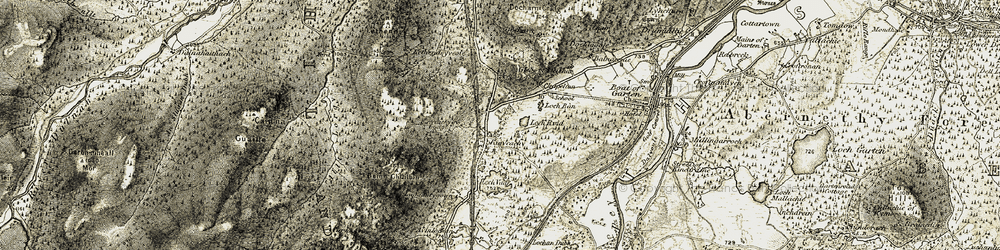 Old map of Beinn Ghuilbin in 1908-1911
