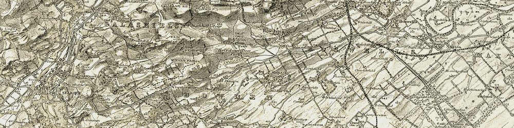 Old map of Kippilaw Mains in 1901-1904
