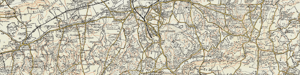 Old map of Kippington in 1897-1898