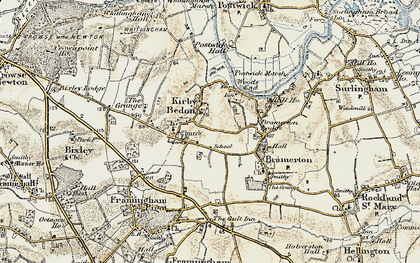 Old map of Kirby Bedon in 1901-1902