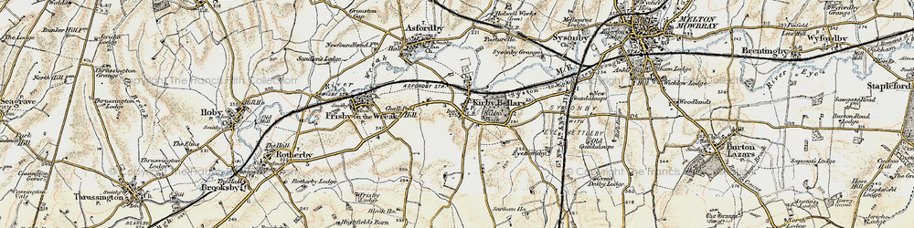 Old map of Kirby Bellars in 1901-1903