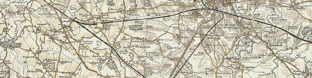Old map of Kirby Corner in 1901-1902