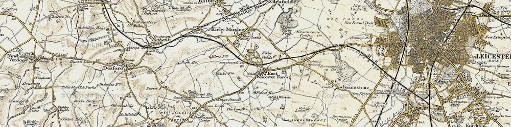Old map of Enderby Lodge in 1901-1903